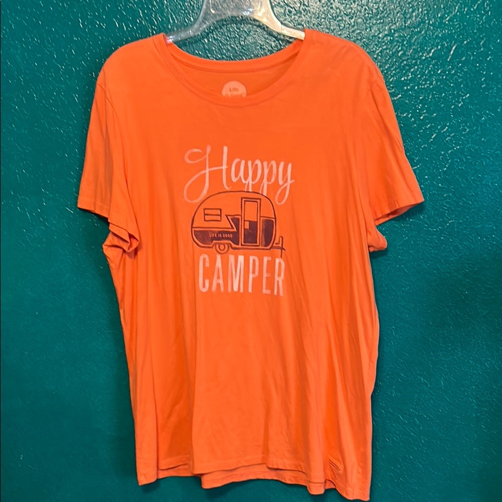 Life Is Good Orange "Happy Camper" Short Sleeve Tee